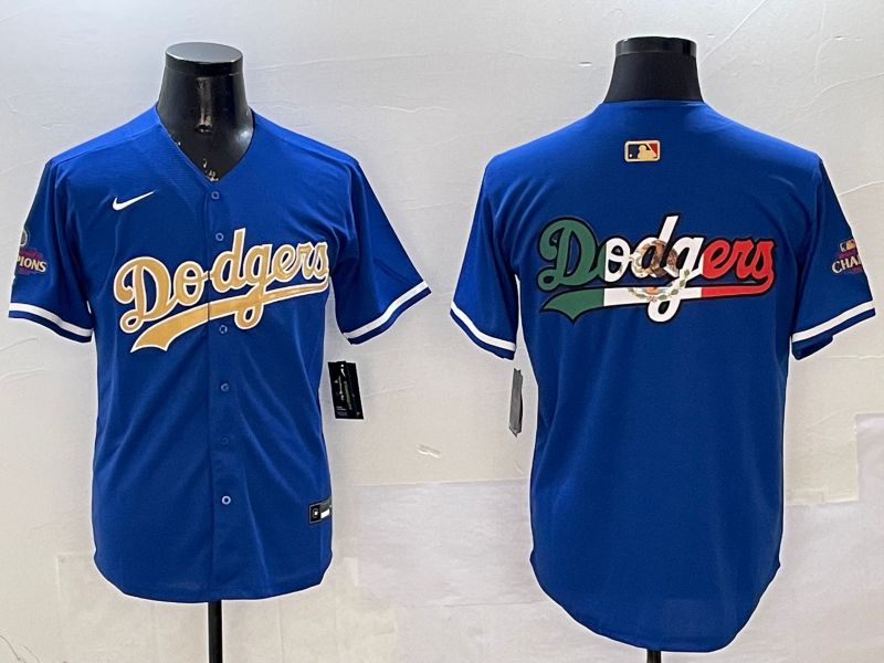 Men Los Angeles Dodgers Blank Blue Champion gold character 2025 Nike MLB Jersey style 7